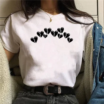 2020 kratkimi rokavi ženske risanka ljubezni cvet tiskanja kratka sleeved priložnostne udobno vrh T-shirt