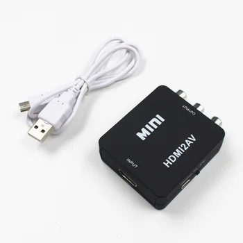 HDMI, kompozitni, da RCA audio video AV CVBS adapter pretvornik mini za HDTV black/white (s kablom GT)