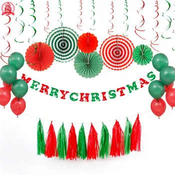 Božični okraski, blago balon papir fan cvet spirala počitnice stranka obleko ureditev dekoracijo vzdušje obleko gor obleko
