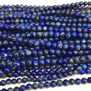 Naravnega Kamna Lapis Lazuli Krog Svoboden Biseri 4 6 8 10 mm Izbrati Velikost za Nakit, Izdelava Modra Pribor Obrti 15