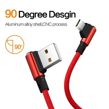 Micro USB Kabel za 90 Stopinj 1M Kabla Kovinski Pleteni, Jo Vnesite Hitro Kabel za Polnjenje, Igre za Android Xiaomi Samsung LG Huawei