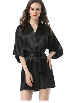 Novo Črno Kitajskih Žensk, Umetno Svileno Haljo Kopalne Obleke Vroče Prodaje Kimono Yukata kopalni plašč Barva Sleepwear S M L XL XXL NB032