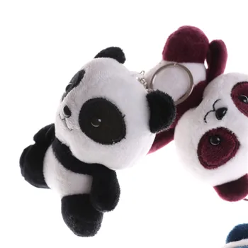 Srčkan Panda Keyrings Plišastih Bombaž Puhasto Nakit Avto Torbici Obesek Ključ Chian Obroč Imetnika