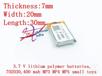 Velikost 702030 3,7 V 400mAh Litij-polimer Baterija z Zaščito Odbor Za IGRAČE mp4 Digitalnih Izdelkov