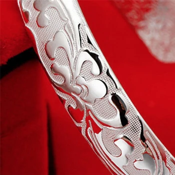 1pc Elegantno Silver Plated Bangle Ženski Modeli Cvetočih Nakit Srebrna Zapestnica za Ženske v Redu Zapestnica