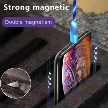 Magnetni napajalni Kabel, ki Teče, Luč, Hitro Polnjenje Micro USB Tip C Kabel Za iPhone XS XR Huawei Xiaomi Magnetne Žice Kabel