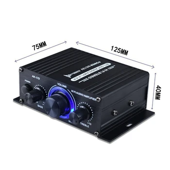 20Wx2 Mini Stereo Ojačevalnik DC12V Dual Channel Hi-Fi o Predvajalnik Podpira Telefon, DVD Vhod za motorno kolo Avto Doma