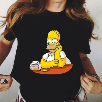 Simpsons, 2021 Poletje Svoboden Slog Tee Ženska Majica Kratek Rokav Vrh Tees O-Neck majica s kratkimi rokavi Ženske