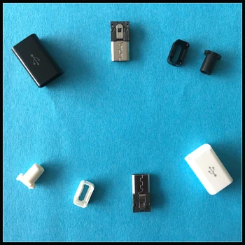 10pcs/veliko Mikro USB 4pin Moški Priključek, Vtič Bela/črna YT2155Y Varjenje Podatkov OTG Skladu Kabel za Polnjenje DIY Sestavljeni