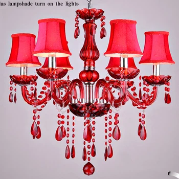 Rdeča kristalni lestenec lampshade lamparas de cristal keramiko de teto svetilka lestenci za jedilnico luči