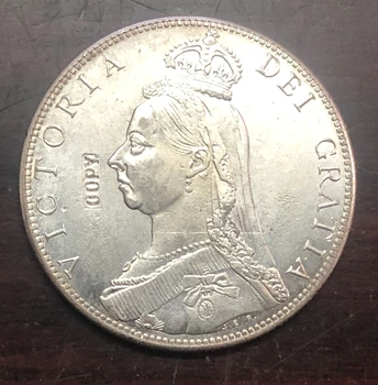 1887 Združenem Kraljestvu 1/2 Krono-Victoria Silver Plated Kopija Kovanca