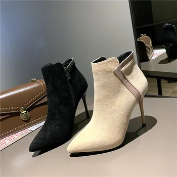 MoonMeek 2020 novi škornji konicami prstov zip jeseni, pozimi škornji zip tanke visoke pete, čevlji za dame maturantski jeseni, pozimi škornji