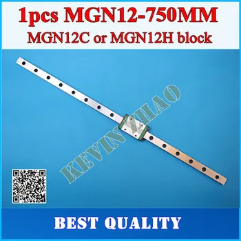 12 mm Linearno Vodilo MGN12 L= 750mm linearni železniškega način + MGN12C ali MGN12H Dolge linearne prevoz za CNC X, Y, Z Osi