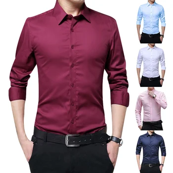 Nove Moške Čisto Bombažno Majico Moda Majice z Dolgimi Rokavi Slim Fit Podjetje Formalno Srajce za Priložnostne Visoke Kakovosti Camisas