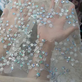 Dobby cvet tiste vezenine francoski neto til očesa čipke tkanina za poročne poročno obleko