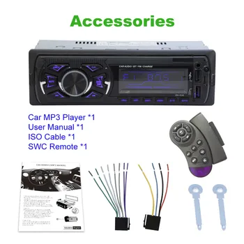 12V Avtomobilski Stereo Audio in-Dash FM MP3 Radio Predvajalnik z SD USB BT, USB, MP3, ISO Power Interface Avto Radio Predvajalnik