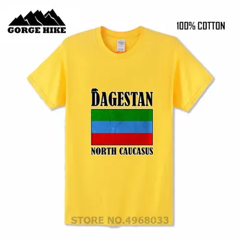 Dagestana na Severnem Kavkazu Pismo, tri-colour Zastavo Design Tisk T-shirt Homme Najstniških Odraslih oblačila Poletje Moških Bombaž majica Vrhovi