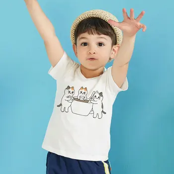 Najnovejše Otroci Oblačila Kratek Rokav Fantje T Srajce Kawaii Modi Kave Mačka Joga Kung Fu Novost, Tiskanje Dekleta Vrhovi Priložnostne Dekle Tshirt