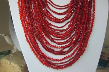 Ročno 28 plast Temno rdeče bico kristalno semena kroglice ogrlico, ki za stranko