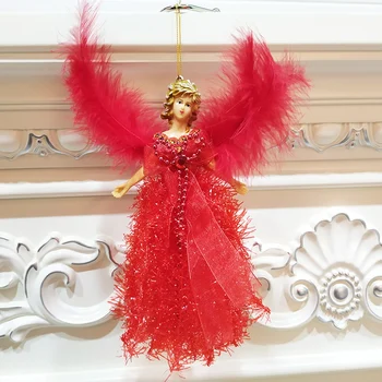 Božič Obesek Angel Lutke Z Pernata Krila Dekorativni Viseče Figurice Okraski Holiday Gift Odlikovanja