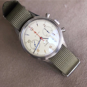 Vrh Retro 40 mm 1963 Pilotni Watch Mehanske ST1901 Vojaške Kronograf Priljubljena Petimi Zvezdicami Kulture Air Force korenjak Moške Ure