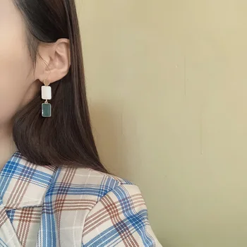 Nepravilna Kvadratnih Spusti Uhani za Ženske korejski Moda Dekleta Uhani Visijo Multi-barvne Olje Trendy Ženske Uho Dodatki