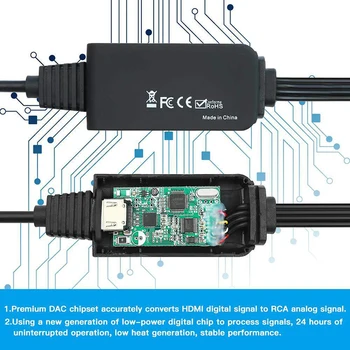 1pc 1080P do 3 RCA AV Video Audio Kabel Adapter Pretvornik