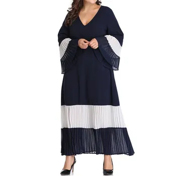 2019 moda vroče obleko žensk barva casual velikost Proti-vrat barva blok natisnjeni dolgo sleeved ohlapno obleko платье 40*