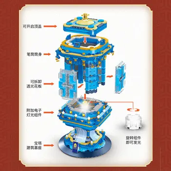 Ustvarjalne Ideje Kitajskega Modela Design Svinčnik Imetnik Stavbe, Bloki, Opeke s Svetlobo Otroci Igrače Kitajski Darila