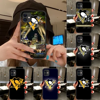 Hokej na ledu v Pittsburghu Pingvin Telefon Primeru Zajema Trup Za IPhone 5 5s se 2 6 6s 7 8 12 Mini Plus X XS XR 11 PRO MAX black Funda