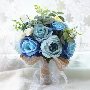 2019 Poročni Šopek za Nevesto, Ženska Mariage Umetno Poročne Šopke Rose Cvetje Imetnik Poročne Fotografije Rekviziti