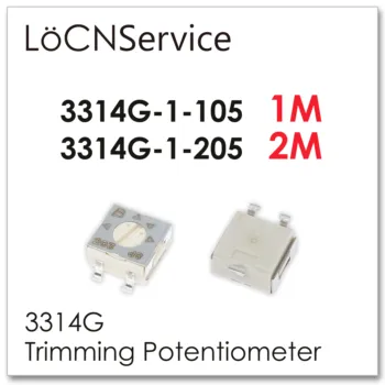 LoCNService 50PCS 500PCS 3314G 4*4 1M 2M Visoko kakovost SMD Obrezovanje Potenciometer 3314G-1-105E 3314G-1-205E