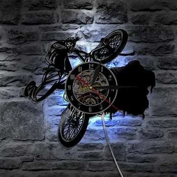 BMX Kolesa, Športna Kolesarska LED Vinil Ura Razsvetljavo Barva Spreminja, Silhueta Stenske Luči Daljinski upravljalnik Led Osvetlitvijo