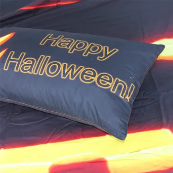 Halloween Posteljnina Nabor 3D Pumpkin Lantern Rjuhe Kritje Nastavite Črno Odeja Kritje Moda Bedclothes z Blazino, Tekstil Doma
