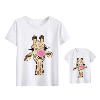 Baby Boy Oblačila Lepa T-majice Kawaii Družino Videz Žirafa Mama in Hči Obleko T shirt Oče in Sin Oblačila Tshirt
