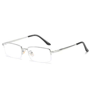 Anti-modra svetloba moške obravnavi očala kovinski pol okvir računalniške očala, ultra lahka za branje očala anti-razmislek ogledalo