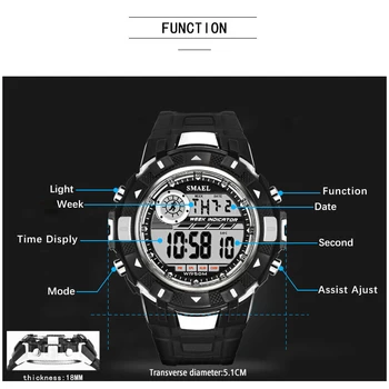 SMAEL Gledati Moške blagovne Znamke Vojaške Ure Vojske LED Relojes Hombre Vrh Luksuzni Digitalni Reloj Šport Vodotesne Ročne ure Za Moške