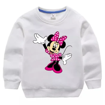 Risanke Disney Minnie Miško Hoodies Majica Fant Dekle Priložnostne Puloverju Majica Bombaž Dolgo Oplaščeni otroška Oblačila