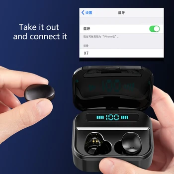 X7 TWS Brezžična tehnologija Bluetooth 5.0 Slušalke Stereo Dva Touch Kontrole Čepkov Šport Vodotesne Slušalke Z Mikrofonom In Polnjenje Box