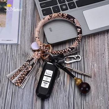 3UMeter Ključnih Verige Bangle Wristlet Keychain Bangle Velik Krog, PU Usnje Tassel obesek za ključe, Bangles Držalo Za Ženske Dekle Darilo