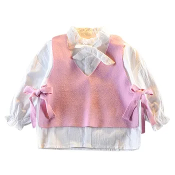 Jeseni, Pozimi Moda Luštna Dekleta Puloverji Korejski Lok Bombaž Dolgimi Rokavi Pulover Baby Girl Obleke
