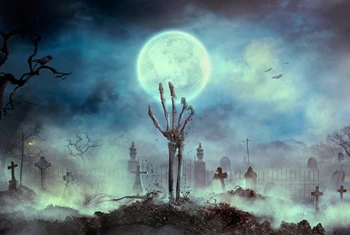 Fotografske photophone teror Zombi pokopališču noč strani lune Halloween ozadje Ozadje fotografije photobooth