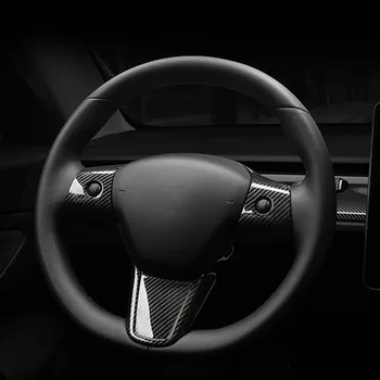 Ogljikovih Vlaken Barve Volan Okvir Okrasni Pokrov Trim Avto Styling Za Tesla Model 3 2017-2019 Notranje Zadeve Auto Dodatki
