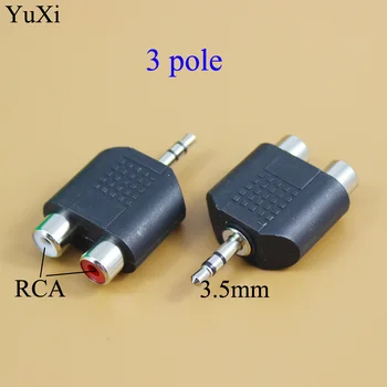 YuXi 1pc pozlačeni stereo Audio (stereo zvok moški Vtič 2 RCA ženski jack Y 3,5 mm Adapter zlata /srebrna