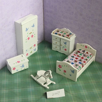 A02-X027 otroke, otroška darilo Igrača 1:12 Lutke mini Pohištvo Miniaturni rement beli cvet, otroška soba 5pcs/set