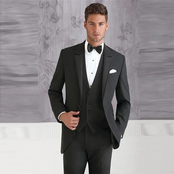 Lep Oglje Moških Formalnih Obleke, Poslovne Prilagojene Groomsmen Poroko Slim Fit Tuxedos Ternos Masculino (Suknjič+Hlače+Telovnik)