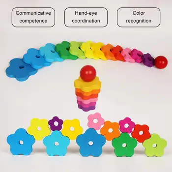 Mavrica Zlaganje Lesene Igrače, Otroške Geometrijske Montessori Lesenih Blokov Baby Izobraževalne Kognitivne Lesenih Uganke za Otroke