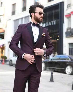 Moda Ženina Tuxedos Poroka 3 Kos Obleko Moških Poslovnih Prom Stranka Meri moški Jopič terno masculino (Suknjič+Hlače+telovnik))