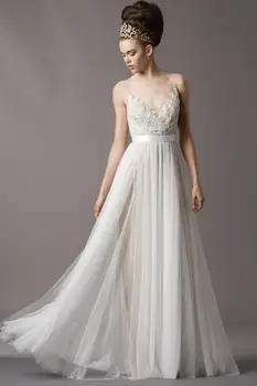 Brezplačna dostava 2021 ženska oblikovalec čipke princesa nevesta devica vestidos formalno dolgo til mariage elegantno Dogovorili Poročne Obleke