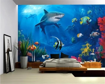 Beibehang Prilagodite velikost ozadje podvodni svet moda Delfinov, Morskih psov, Dnevna soba, spalnica ozadje 3d ozadje freske